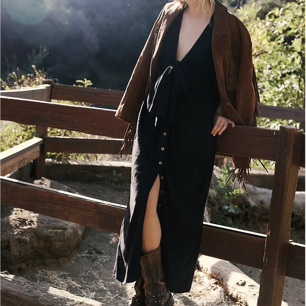 Black Free People Midi Dress